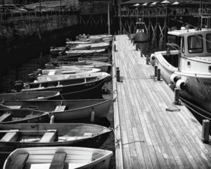 B W Boats in a Line